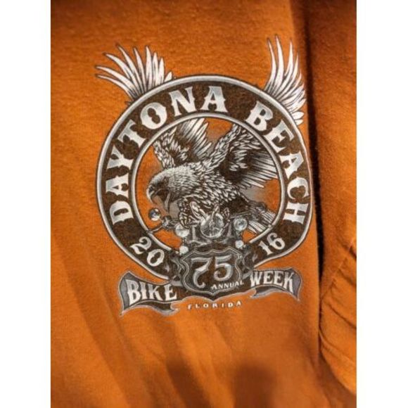 2016 Daytona Beach Bike Week 75th Anniversary Orange Graphic‎ T-Shirt XL - Picture 1 of 4